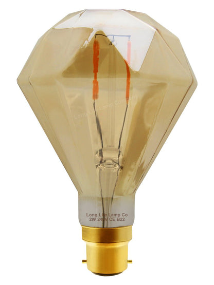 Elegant Vintage LED 2w Filament Light Bulb Diamond Shape Smoked Glass B22 Stunning Look - Energy Light Bulbs - Free delivery on all orders