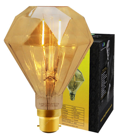 Elegant Vintage LED 2w Filament Light Bulb Diamond Shape Smoked Glass B22 Stunning Look - Energy Light Bulbs - Free delivery on all orders