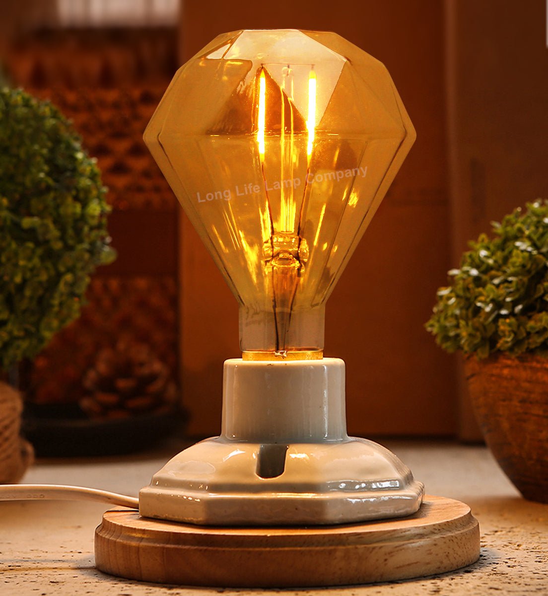 Elegant Vintage LED 2w Filament Light Bulb Diamond Shape Smoked Glass E27 - Energy Light Bulbs - Free delivery on all orders