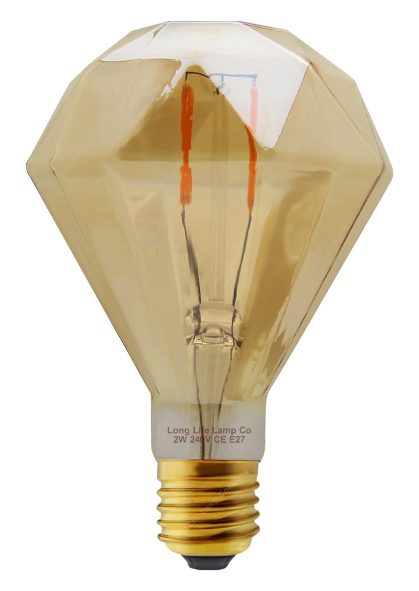 Elegant Vintage LED 2w Filament Light Bulb Diamond Shape Smoked Glass E27 - Energy Light Bulbs - Free delivery on all orders