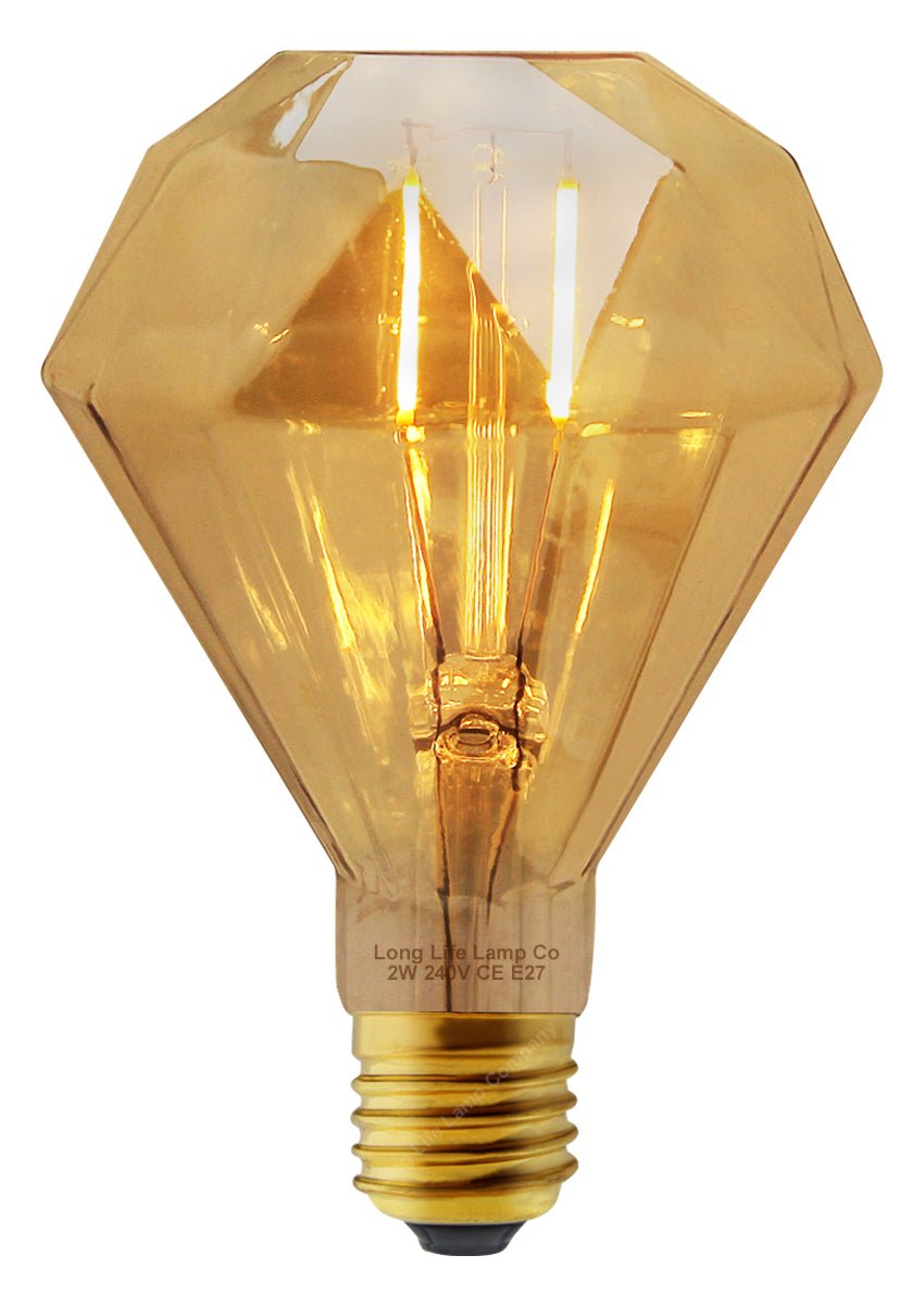 Elegant Vintage LED 2w Filament Light Bulb Diamond Shape Smoked Glass E27 - Energy Light Bulbs - Free delivery on all orders