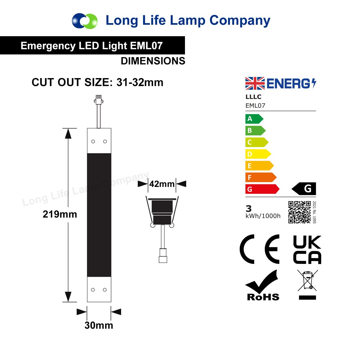 Emergency LED Downlight Recessed Ceiling Light 3w Non Maintained 3 Hour Battery Pack - Energy Light Bulbs - Free delivery on all orders