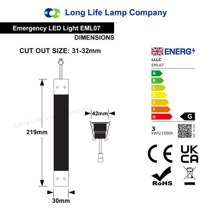Emergency LED Downlight Recessed Ceiling Light 3w Non Maintained 3 Hour Battery Pack - Energy Light Bulbs - Free delivery on all orders