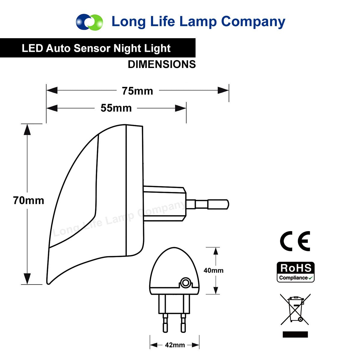 EU Plug Automatic Cool White LED Night Light Dusk to Dawn - Free delivery on all orders