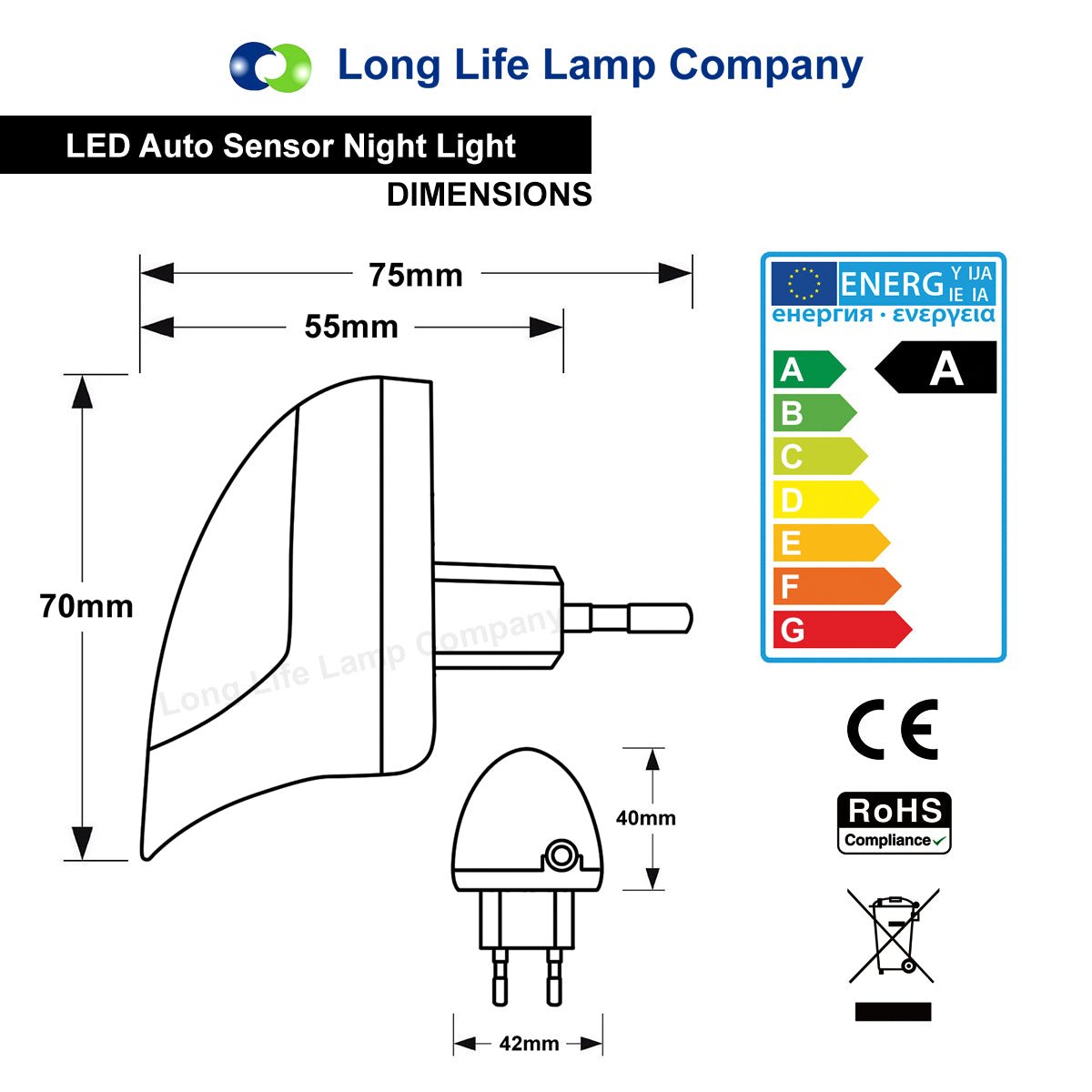 EU Plug Automatic LED Night Light Dusk to Dawn - Energy Light Bulbs - Free delivery on all orders