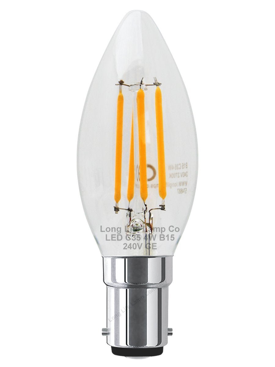 Filament Vintage 4w LED Candle Light Bulb B15 Small Bayonet Clear Glass - Energy Light Bulbs - Free delivery on all orders