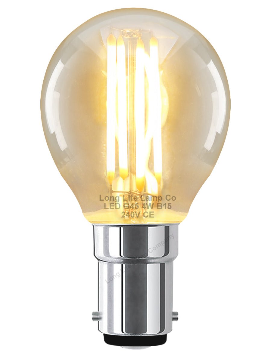 Filament Vintage 4w LED Golf Ball Light Bulb B15 Small Bayonet Clear Glass - Energy Light Bulbs - Free delivery on all orders