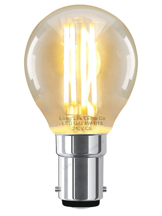 Filament Vintage 4w LED Golf Ball Light Bulb B15 Small Bayonet Clear Glass - Energy Light Bulbs - Free delivery on all orders