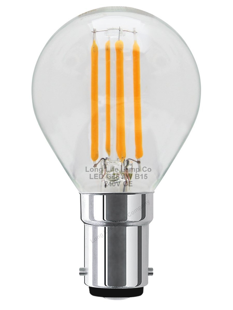 Filament Vintage 4w LED Golf Ball Light Bulb B15 Small Bayonet Clear Glass - Energy Light Bulbs - Free delivery on all orders