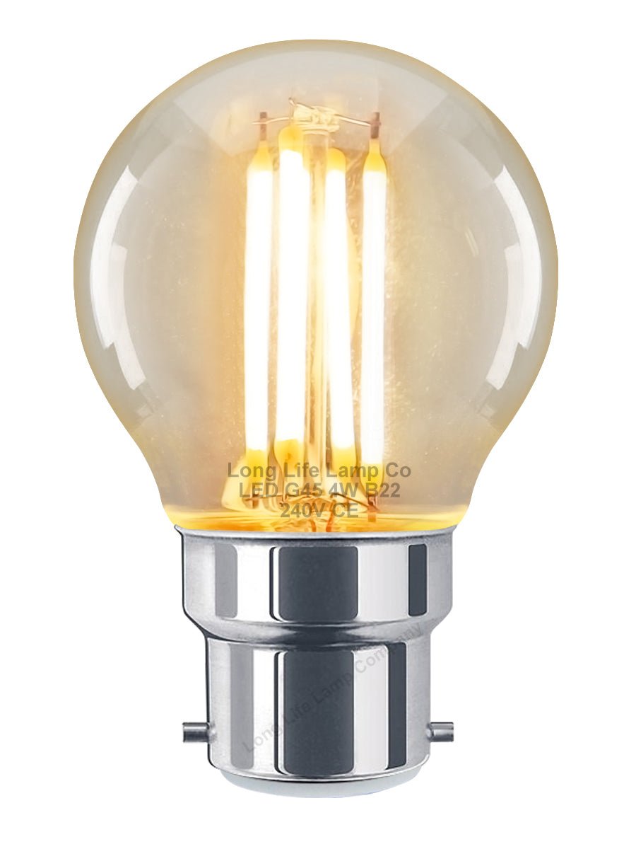 Filament Vintage 4w LED Golf Ball Light Bulb B22 Bayonet Clear Glass - Energy Light Bulbs - Free delivery on all orders