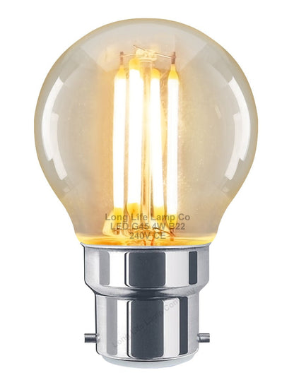 Filament Vintage 4w LED Golf Ball Light Bulb B22 Bayonet Clear Glass - Energy Light Bulbs - Free delivery on all orders