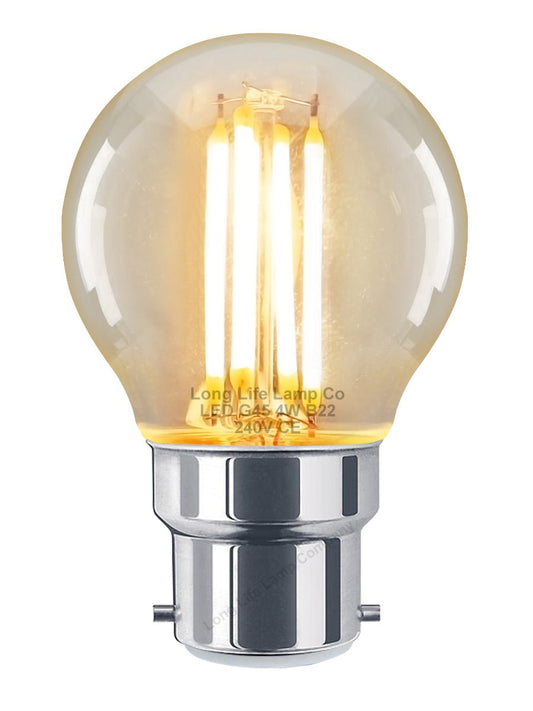 Filament Vintage 4w LED Golf Ball Light Bulb B22 Bayonet Clear Glass - Energy Light Bulbs - Free delivery on all orders