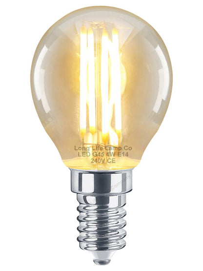 Filament Vintage 4w LED Golf Ball Light Bulb E14 SES Clear Glass - Energy Light Bulbs - Free delivery on all orders