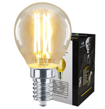 Filament Vintage 4w LED Golf Ball Light Bulb E14 SES Clear Glass - Energy Light Bulbs - Free delivery on all orders
