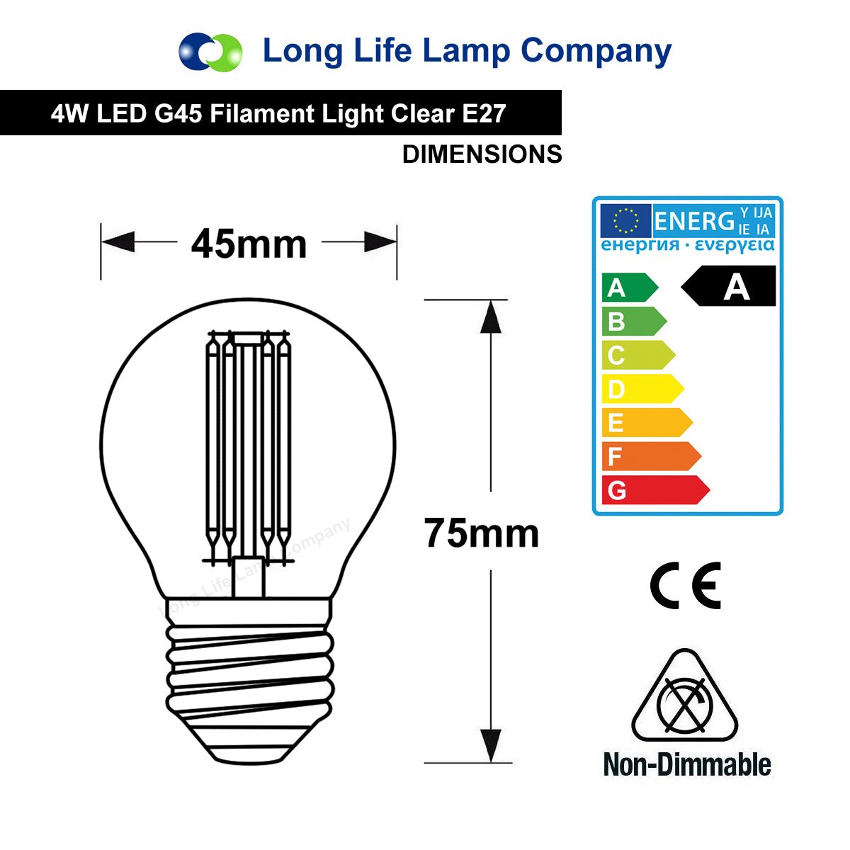 Filament Vintage 4w LED Golf Ball Light Bulb E27 Edison Screw Clear Glass - Energy Light Bulbs - Free delivery on all orders