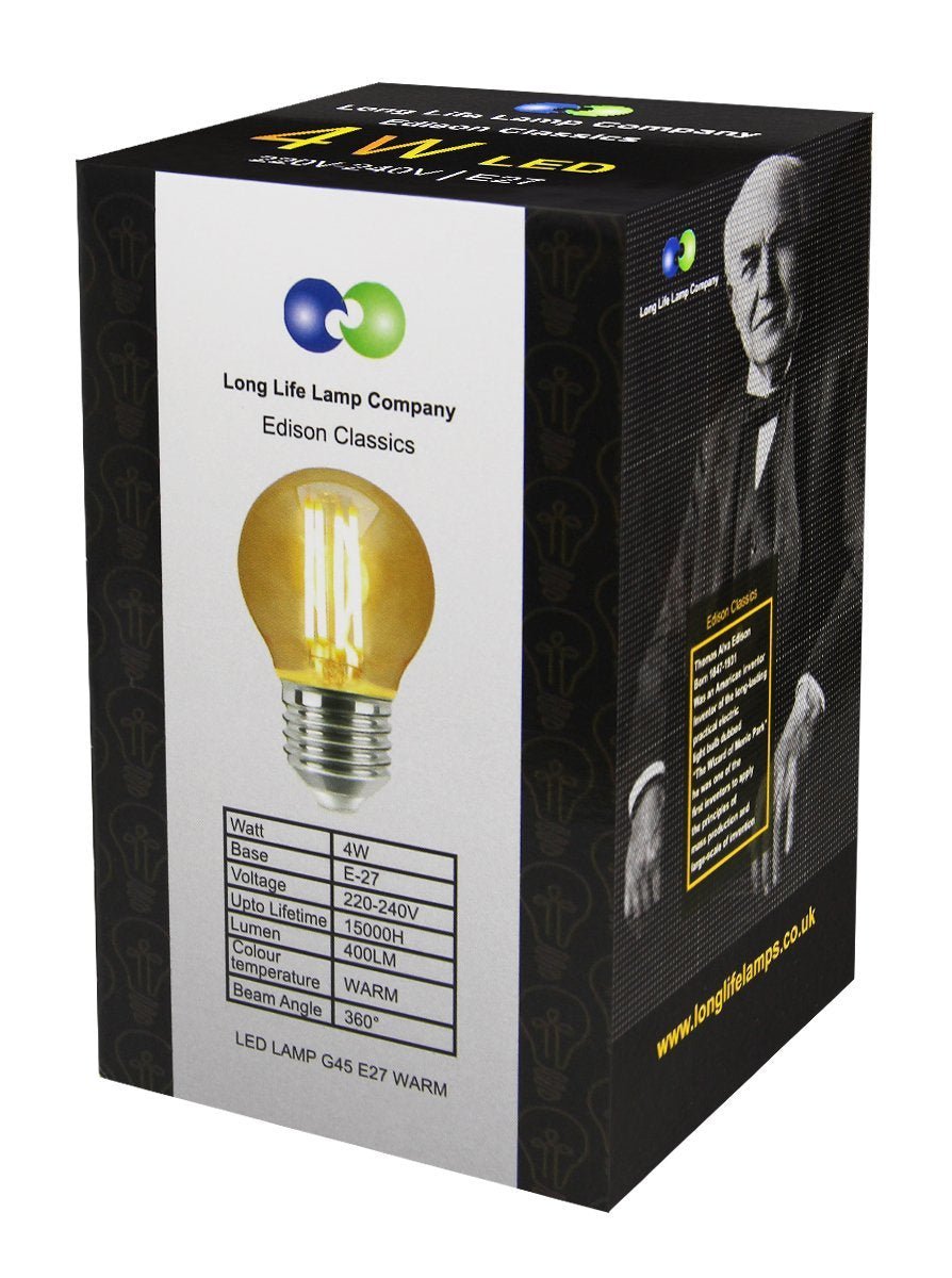 Filament Vintage 4w LED Golf Ball Light Bulb E27 Edison Screw Clear Glass - Energy Light Bulbs - Free delivery on all orders