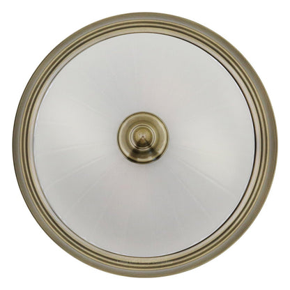 Flush Fitting Brass Ceiling Light Frosted Glass Dome Shade Metal Surround IP44 - Energy Light Bulbs - Free delivery on all orders