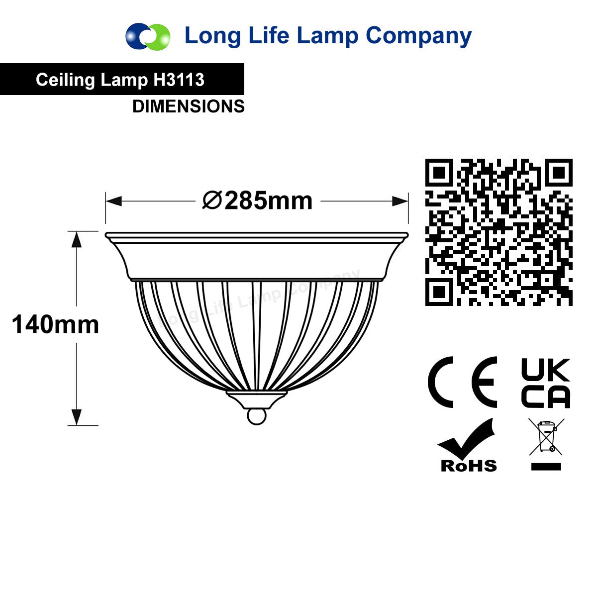 Flush Fitting Brush Chrome Ceiling Light Frosted Glass Dome Shade Metal Surround IP44 - Energy Light Bulbs - Free delivery on all orders