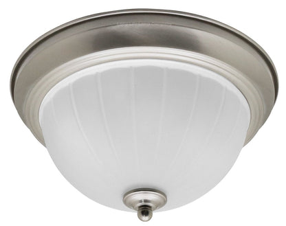 Flush Fitting Brush Chrome Ceiling Light Frosted Glass Dome Shade Metal Surround IP44 - Energy Light Bulbs - Free delivery on all orders