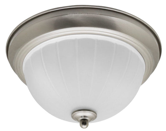 Flush Fitting Brush Chrome Ceiling Light Frosted Glass Dome Shade Metal Surround IP44 - Energy Light Bulbs - Free delivery on all orders