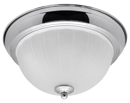 Flush Fitting Chrome Ceiling Light Frosted Glass Dome Shade Metal Surround IP44 - Energy Light Bulbs - Free delivery on all orders