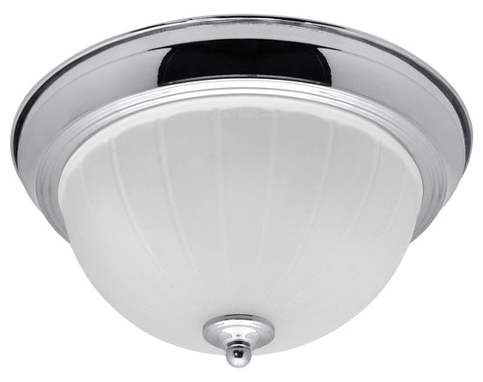 Flush Fitting Chrome Ceiling Light Frosted Glass Dome Shade Metal Surround IP44 - Energy Light Bulbs - Free delivery on all orders
