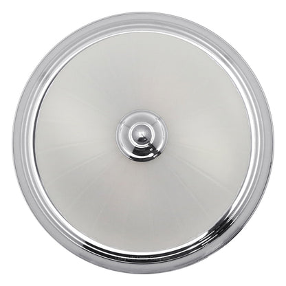 Flush Fitting Chrome Ceiling Light Frosted Glass Dome Shade Metal Surround IP44 - Energy Light Bulbs - Free delivery on all orders