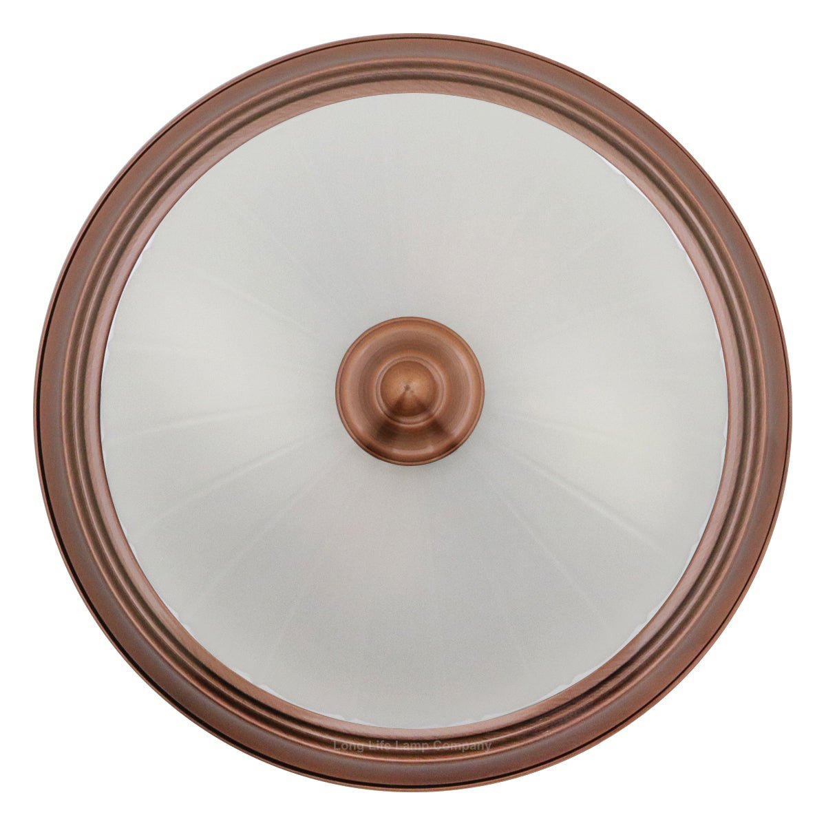 Flush Fitting Copper Ceiling Light Frosted Glass Dome Shade Metal Surround IP44 - Energy Light Bulbs - Free delivery on all orders
