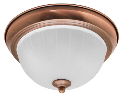 Flush Fitting Copper Ceiling Light Frosted Glass Dome Shade Metal Surround IP44 - Energy Light Bulbs - Free delivery on all orders