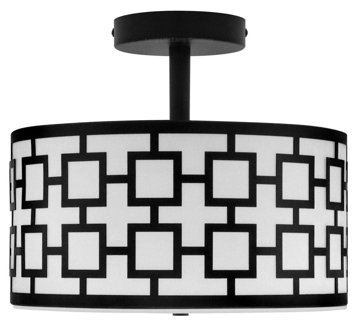 Frosted Glass Ceiling Light Flush Mount Drum Lamp Shade Black Chequered - Energy Light Bulbs - Free delivery on all orders
