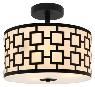 Frosted Glass Ceiling Light Flush Mount Drum Lamp Shade Black Chequered - Energy Light Bulbs - Free delivery on all orders