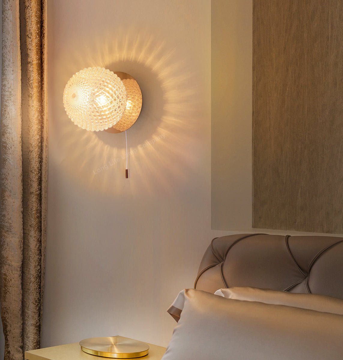 Frosted Glass Pinecone Sphere Globe Wall Light Chrome with Pull Cord - Energy Light Bulbs - Free delivery on all orders