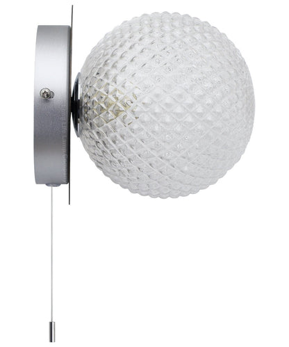 Frosted Glass Pinecone Sphere Globe Wall Light Chrome with Pull Cord - Energy Light Bulbs - Free delivery on all orders