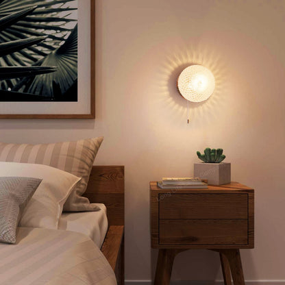 Frosted Glass Pinecone Sphere Globe Wall Light Chrome with Pull Cord - Energy Light Bulbs - Free delivery on all orders