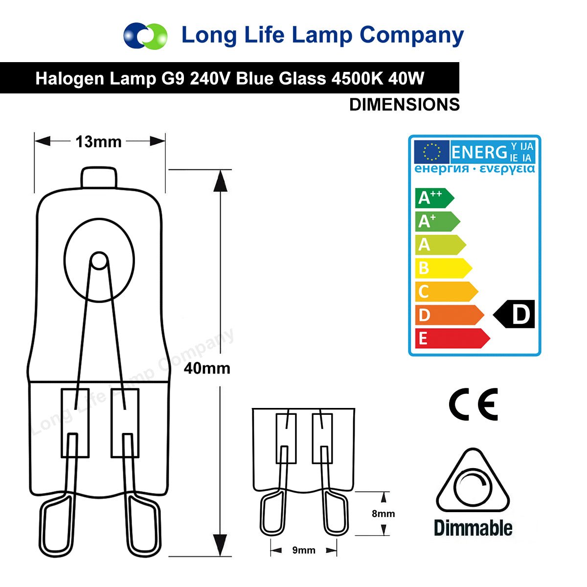G9 Halogen 40w Blue Glass 4500K - Energy Light Bulbs - Free delivery on all orders