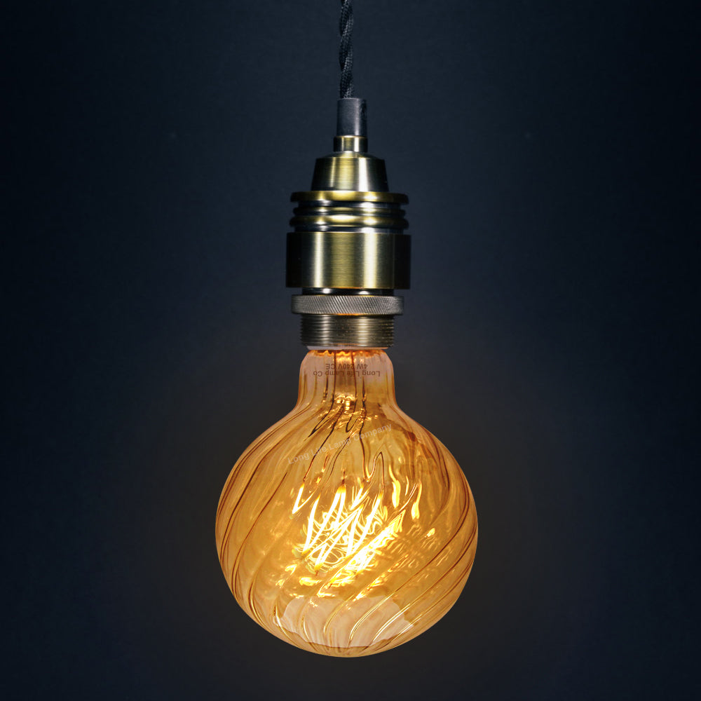 4w LED E27 Vintage Twisted Globe Edison Style Filament Bulb Smoked Gold Glass G95