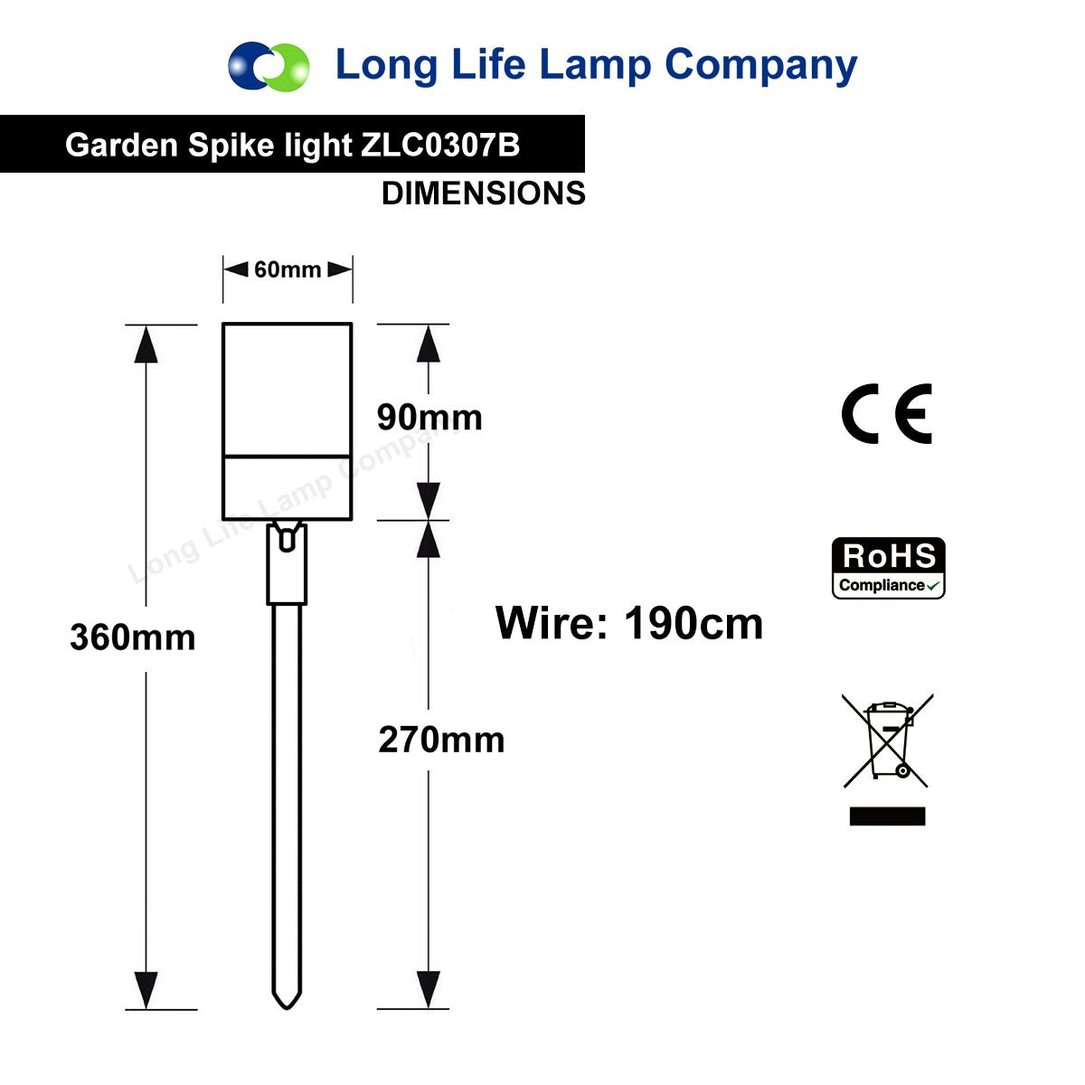 Garden Outdoor Spike Light Stainless Steel Matt Black Finish 240v - Energy Light Bulbs - Free delivery on all orders