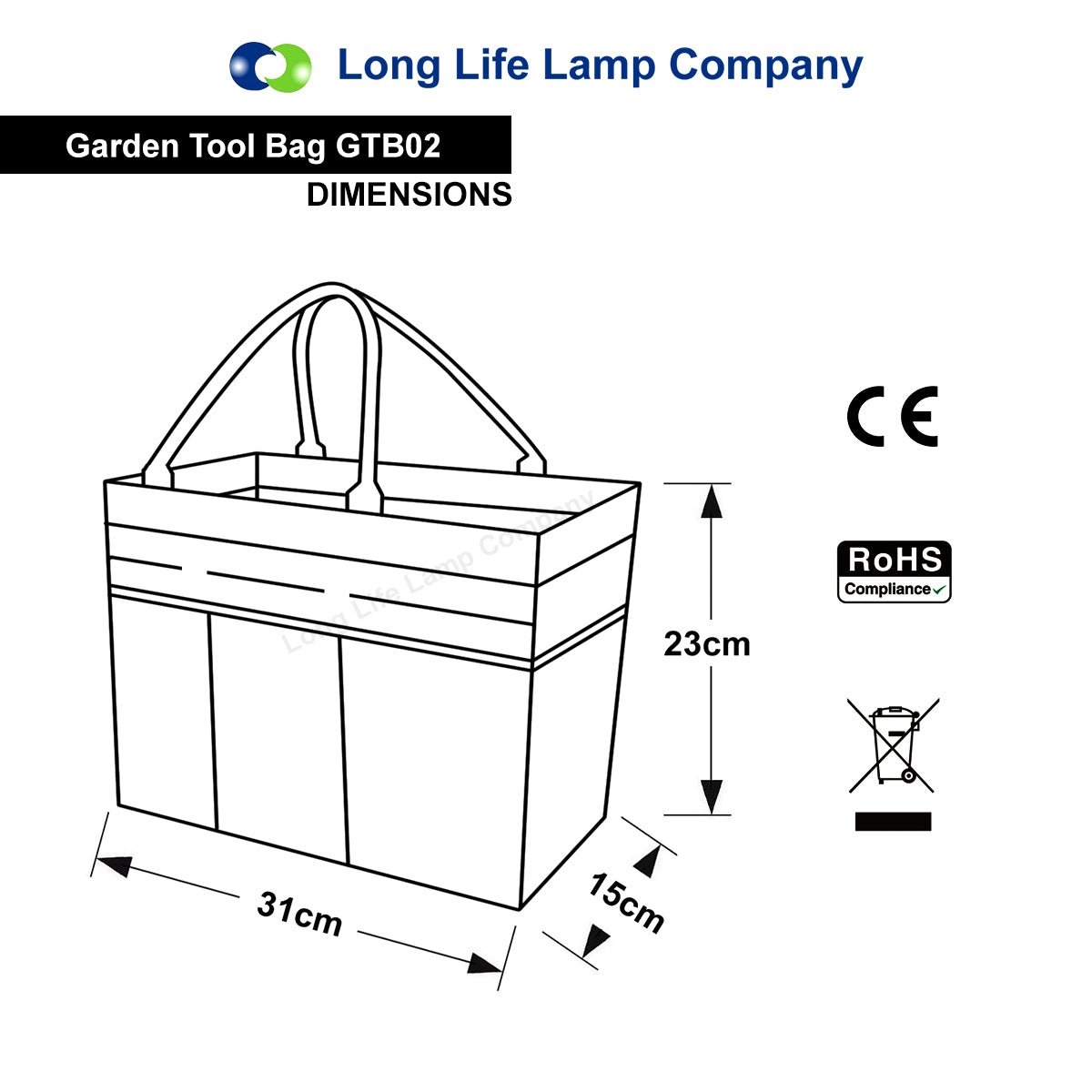 Garden Tool Bag Organizer Heavy Duty 8 Pocket Gardening Hand Tool Storage GTB02 - Energy Light Bulbs - Free delivery on all orders