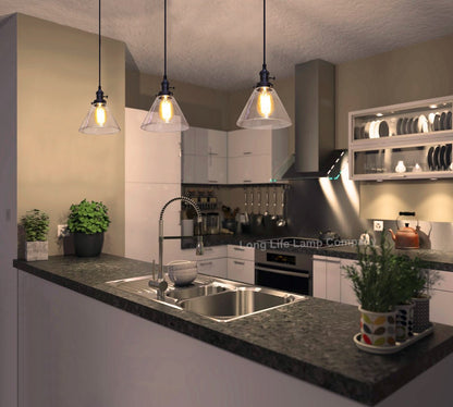 Glass Ceiling Lamp Shade Pendant Light with ST58 LED 4w E27 - Energy Light Bulbs - Free delivery on all orders