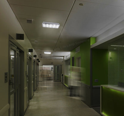 Glass Emergency LED Light Bulkhead with Green Man Fire Exit Sleeve Celling or Wall Mount - Energy Light Bulbs - Free delivery on all orders
