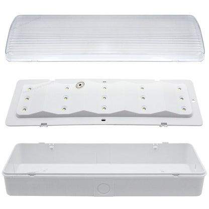 Glass Emergency LED Light Bulkhead with Green Man Fire Exit Sleeve Celling or Wall Mount - Energy Light Bulbs - Free delivery on all orders