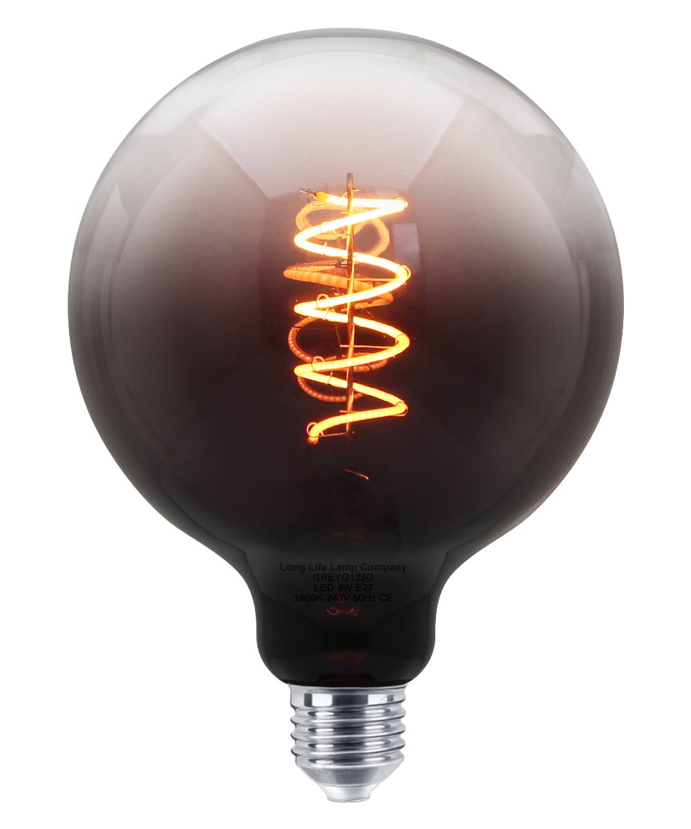 Glass Globe LED Light Bulb Vintage Edison Screw Coil Spiral Filament Grey G125 Gradient E27 - Energy Light Bulbs - Free delivery on all orders
