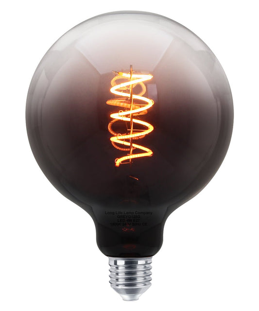 Glass Globe LED Light Bulb Vintage Edison Screw Coil Spiral Filament Grey G125 Gradient E27 - Energy Light Bulbs - Free delivery on all orders