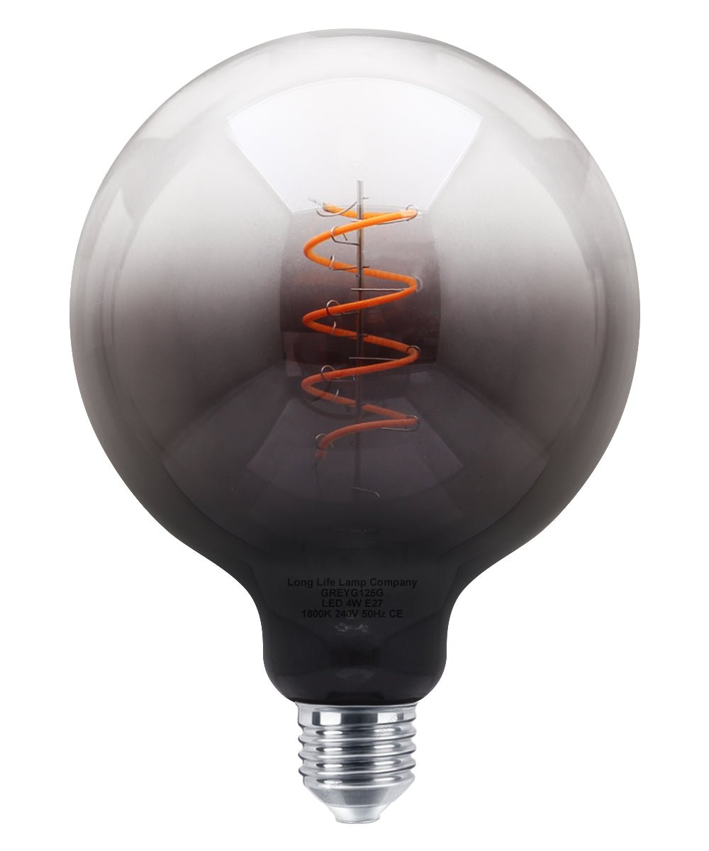 Glass Globe LED Light Bulb Vintage Edison Screw Coil Spiral Filament Grey G125 Gradient E27 - Energy Light Bulbs - Free delivery on all orders