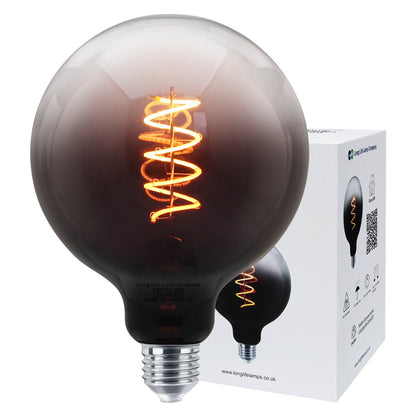 Glass Globe LED Light Bulb Vintage Edison Screw Coil Spiral Filament Grey G125 Gradient E27 - Energy Light Bulbs - Free delivery on all orders