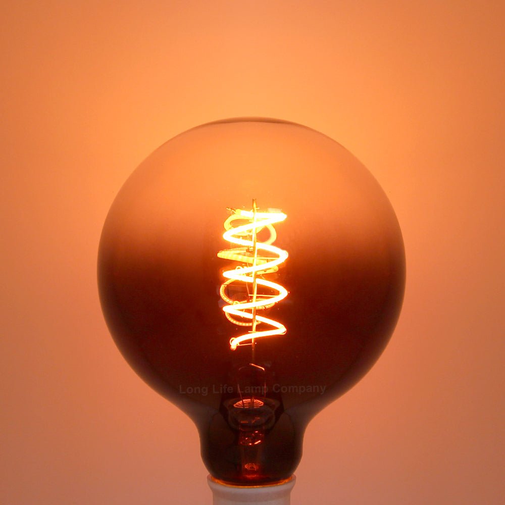 Glass Globe LED Light Bulb Vintage Edison Screw Coil Spiral Filament Grey G125 Gradient E27 - Energy Light Bulbs - Free delivery on all orders