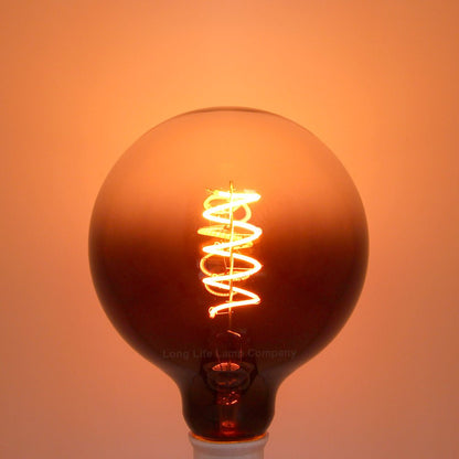 Glass Globe LED Light Bulb Vintage Edison Screw Coil Spiral Filament Grey G125 Gradient E27 - Energy Light Bulbs - Free delivery on all orders