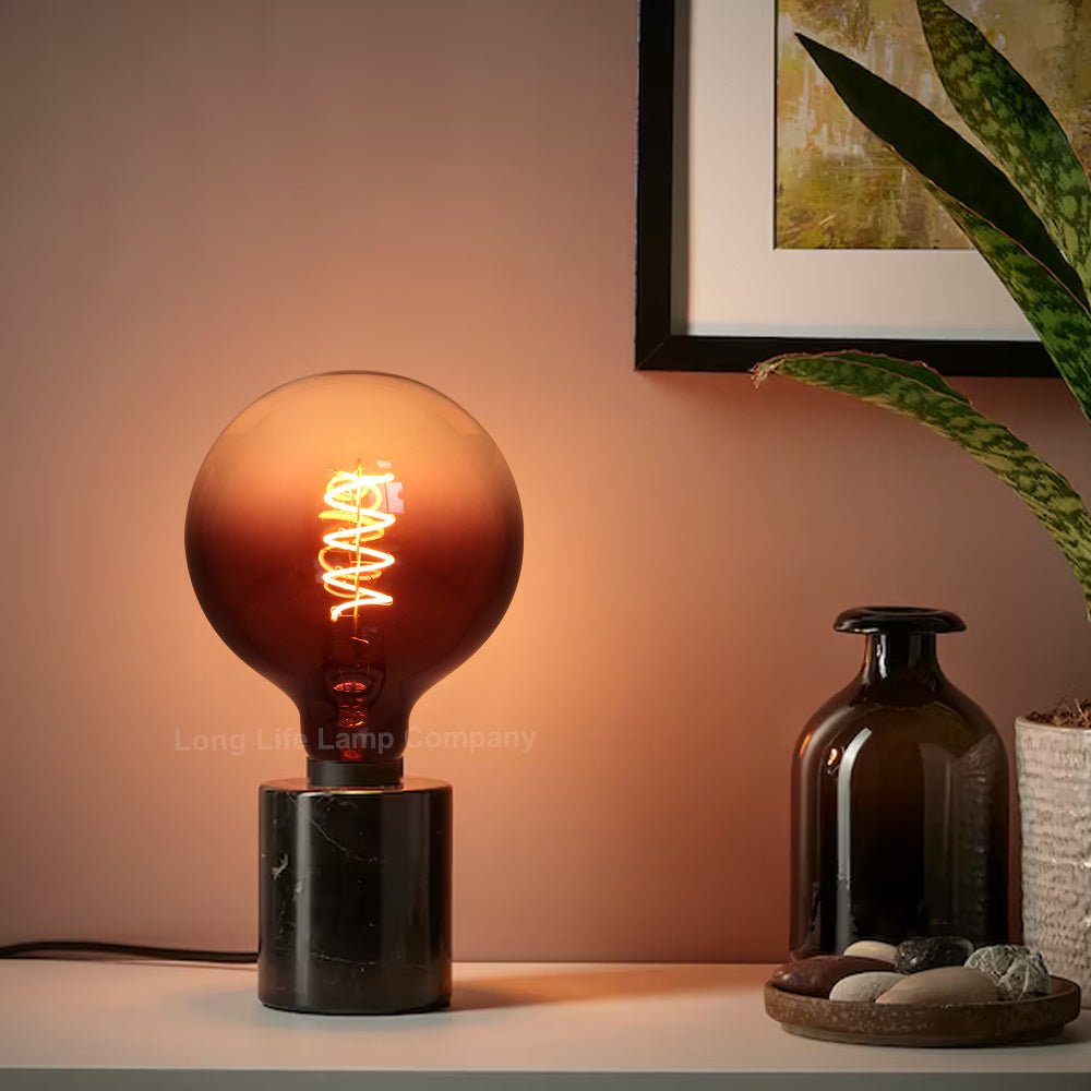 Glass Globe LED Light Bulb Vintage Edison Screw Coil Spiral Filament Grey G125 Gradient E27 - Energy Light Bulbs - Free delivery on all orders