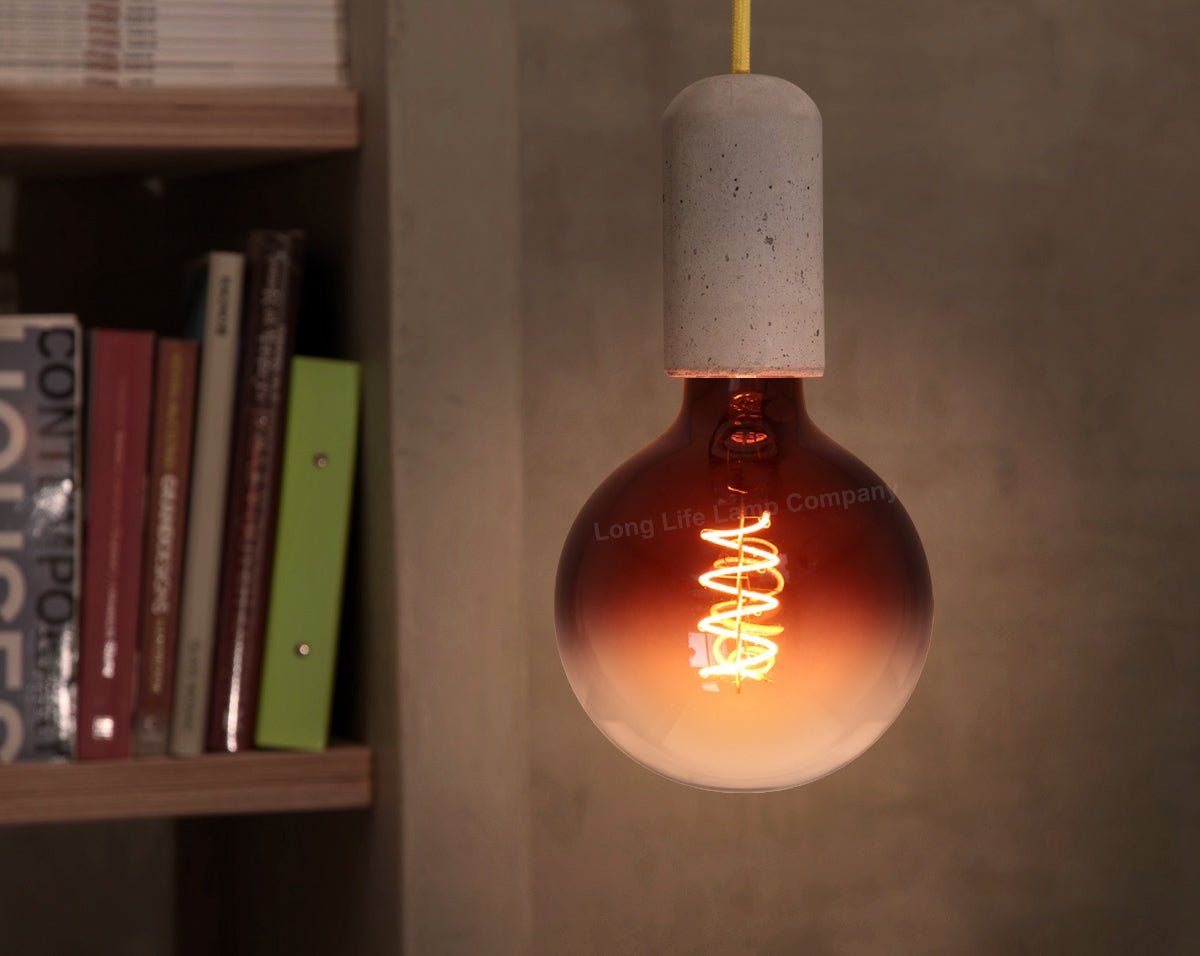 Glass Globe LED Light Bulb Vintage Edison Screw Coil Spiral Filament Grey G125 Gradient E27 - Energy Light Bulbs - Free delivery on all orders