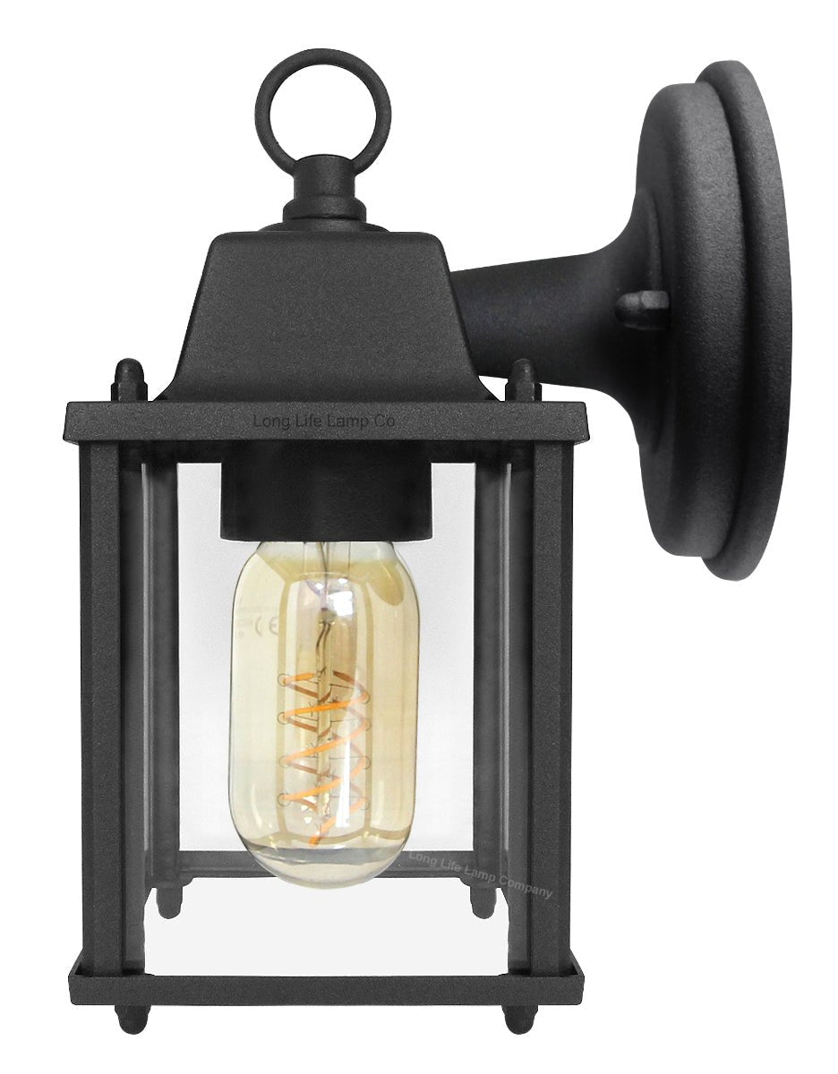 Glass Wall Lantern Outdoor Garden Wall Light Black Body Metal Luminaire - Energy Light Bulbs - Free delivery on all orders